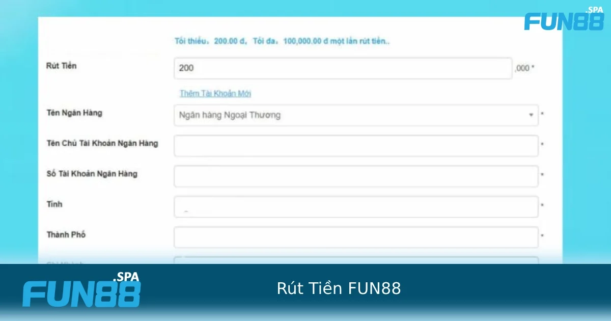Các bước chi tiết khi thực hiện rút tiền FUN88
